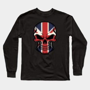 FLAG OF ENGLAND ON SKULL EMBLEM Long Sleeve T-Shirt